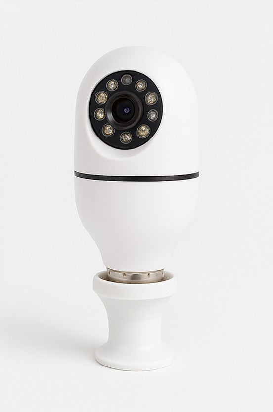 Cámara de Seguridad 360° con Forma de Bombilla y Visión Nocturna