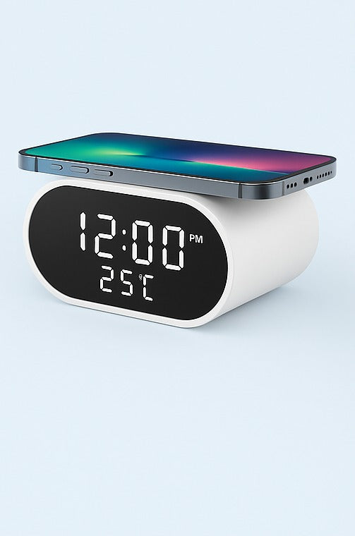 Reloj Despertador Digital + Cargador Inalámbrico 2 en 1