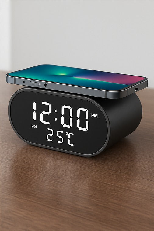 Reloj Despertador Digital + Cargador Inalámbrico 2 en 1