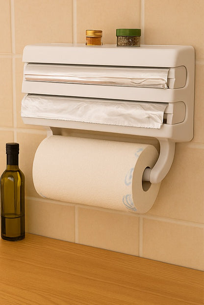 Soporte 3 en 1 para Papel Servilleta, Papel Aluminio y Vinipel