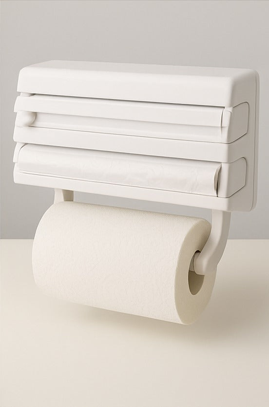 Soporte 3 en 1 para Papel Servilleta, Papel Aluminio y Vinipel