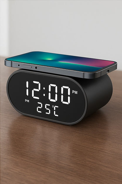 Reloj Despertador Digital + Cargador Inalámbrico 2 en 1