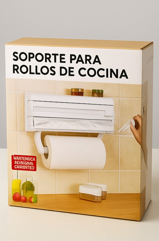 Soporte 3 en 1 para Papel Servilleta, Papel Aluminio y Vinipel